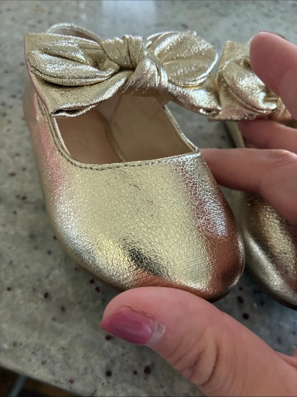 Nordstrom Girls Metallic Gold Bow Mary Janes
